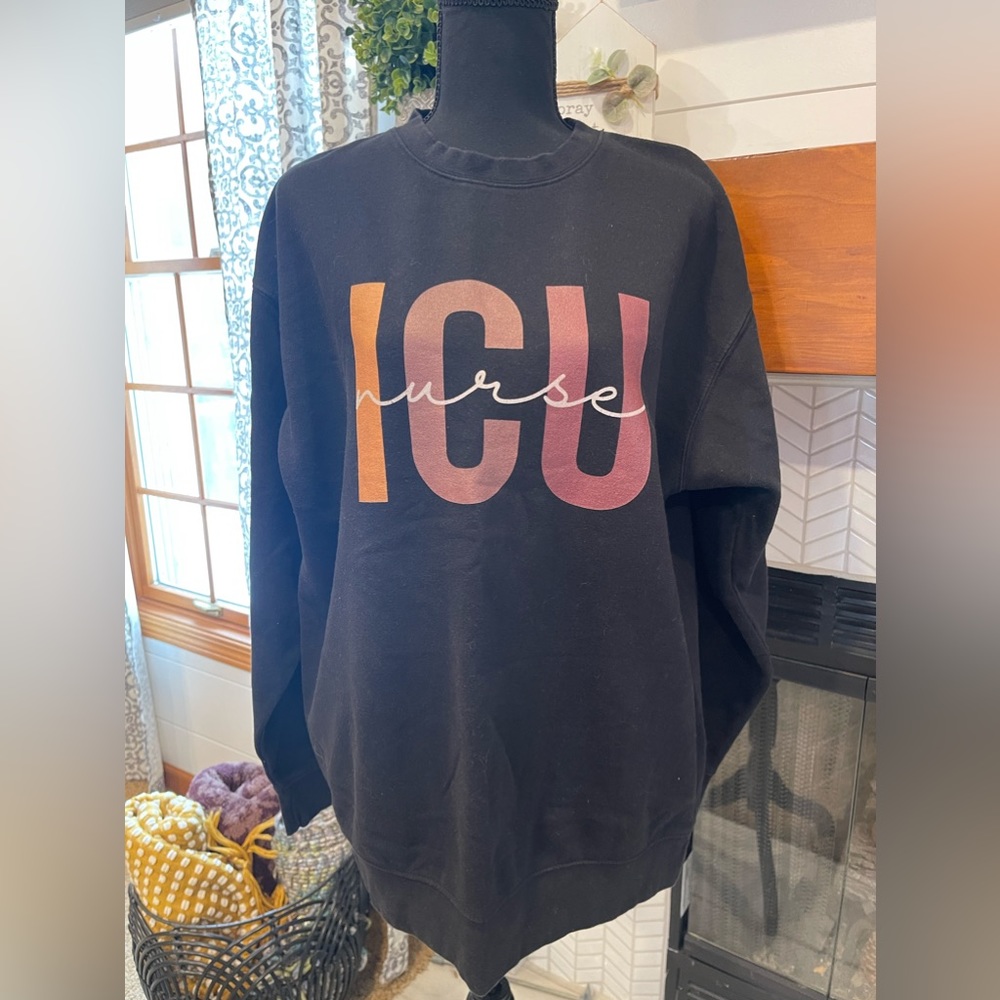 Black ICU Nurse Sweatshirt